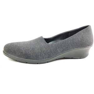 ECCO Felicia Black Fabric Flats Wedge Slip On Loafers Shoes Size 41 US 10-10.5